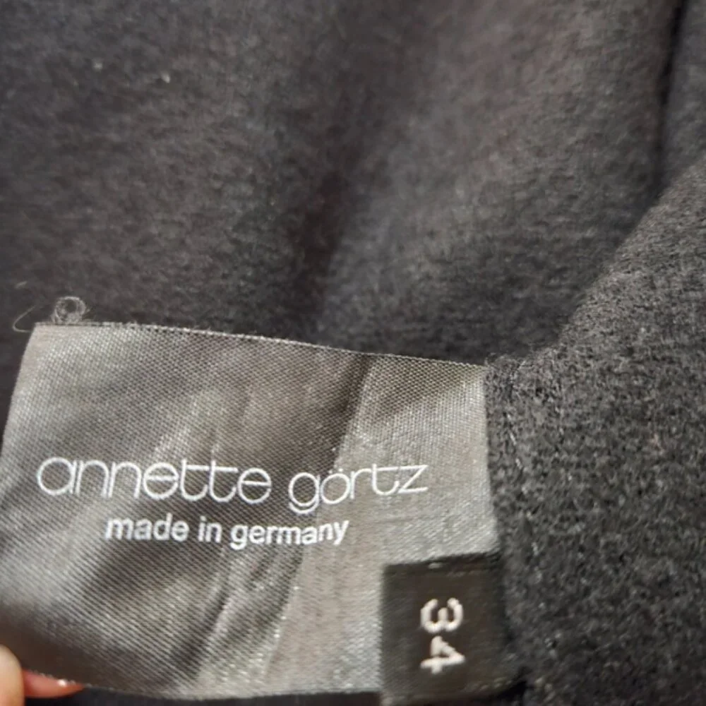 Annette Gortz Black Boiled Wool Hook & Eye Did Sweater Jacket - Picture 13 of 14